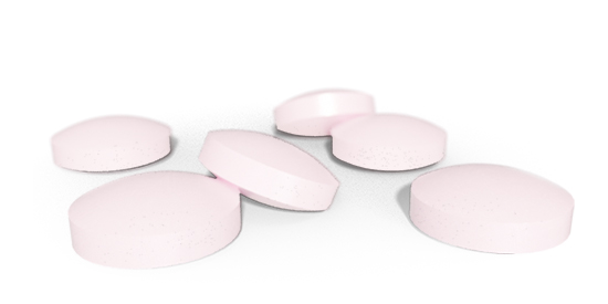 Illustration af de lyserøde BioActive B12 tabletter